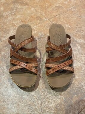 Skechers Cali Brown Multi-Strap Slide Sandals